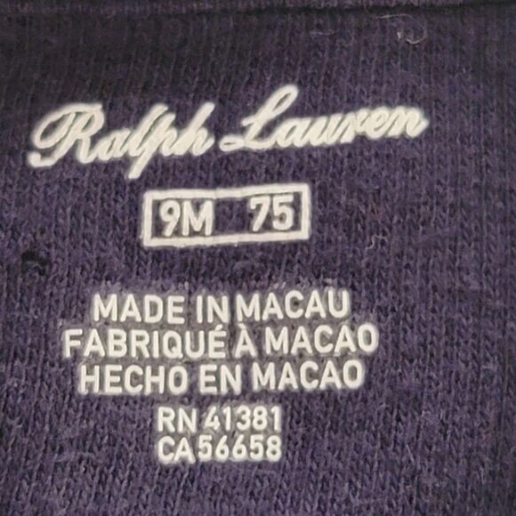 Ralph Lauren Baby Boy Blue Cotton One Piece Snap Collar Sz 9M Preppy Pony - Picture 7 of 11